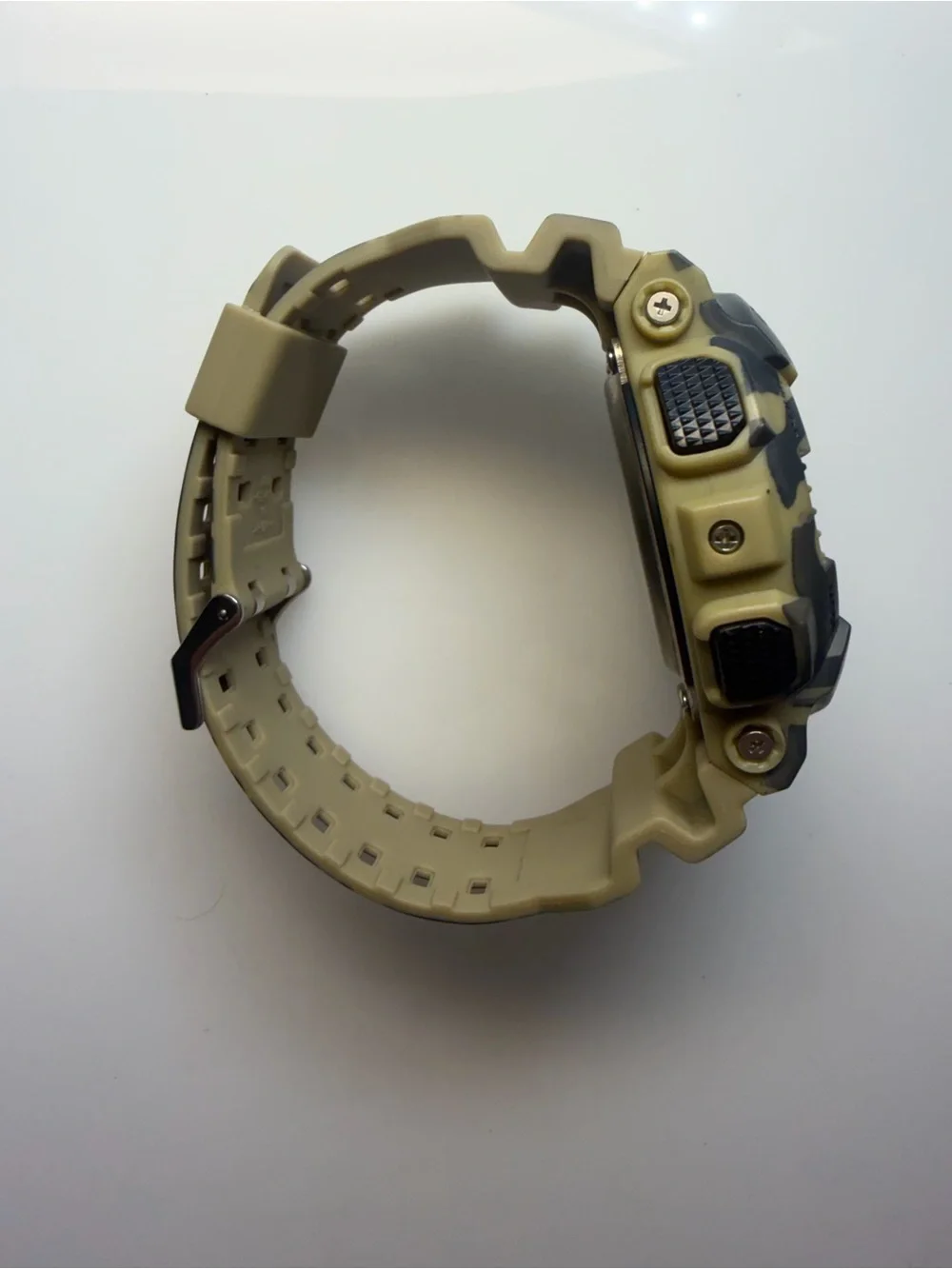 G-Shock Camouflage Black & Tan Analog-Digital Watch with Gold Accents